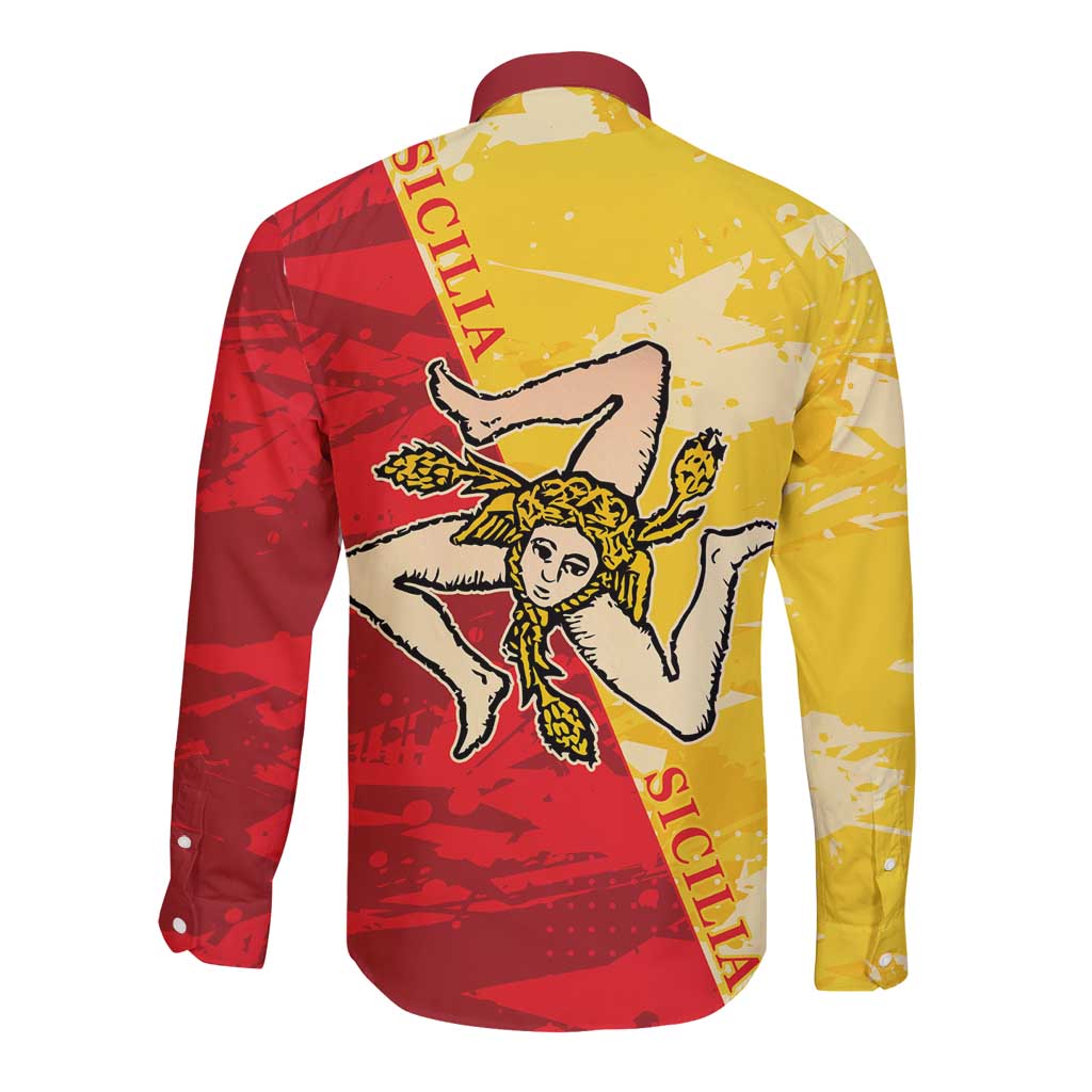 La Bandiera Regione Siciliana Long Sleeve Button Shirt - Wonder Print Shop