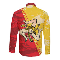 La Bandiera Regione Siciliana Long Sleeve Button Shirt - Wonder Print Shop