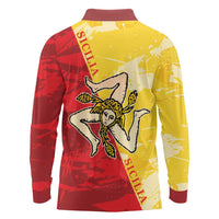 La Bandiera Regione Siciliana Long Sleeve Polo Shirt - Wonder Print Shop