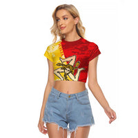 La Bandiera Regione Siciliana Raglan Cropped T Shirt - Wonder Print Shop