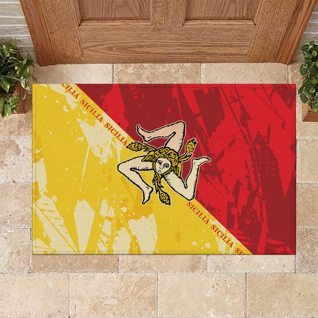 La Bandiera Regione Siciliana Rubber Doormat - Wonder Print Shop