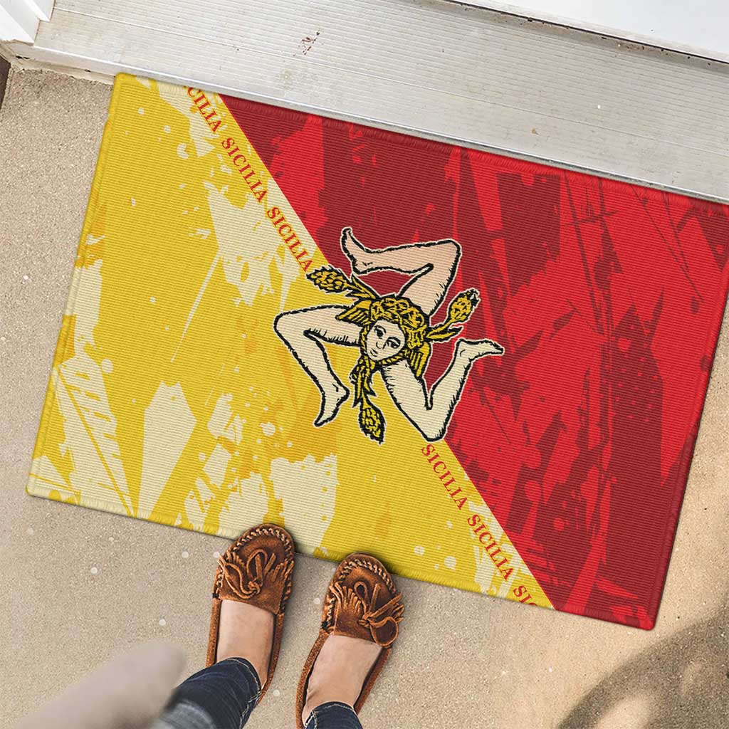 La Bandiera Regione Siciliana Rubber Doormat - Wonder Print Shop