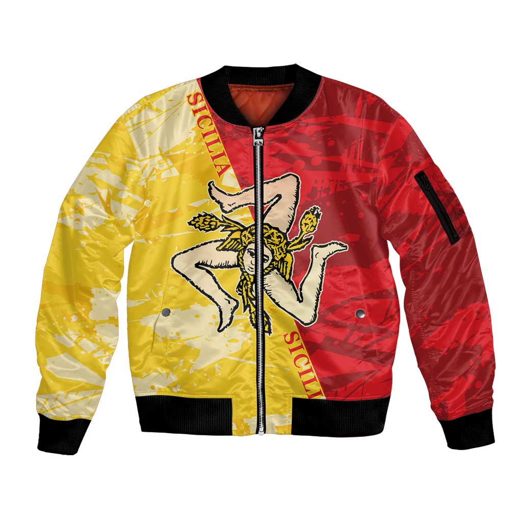 La Bandiera Regione Siciliana Sleeve Zip Bomber Jacket - Wonder Print Shop