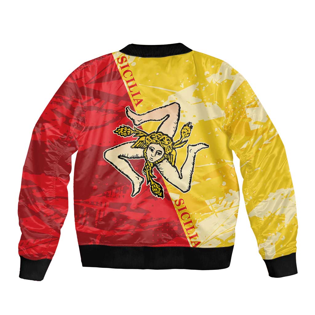 La Bandiera Regione Siciliana Sleeve Zip Bomber Jacket - Wonder Print Shop