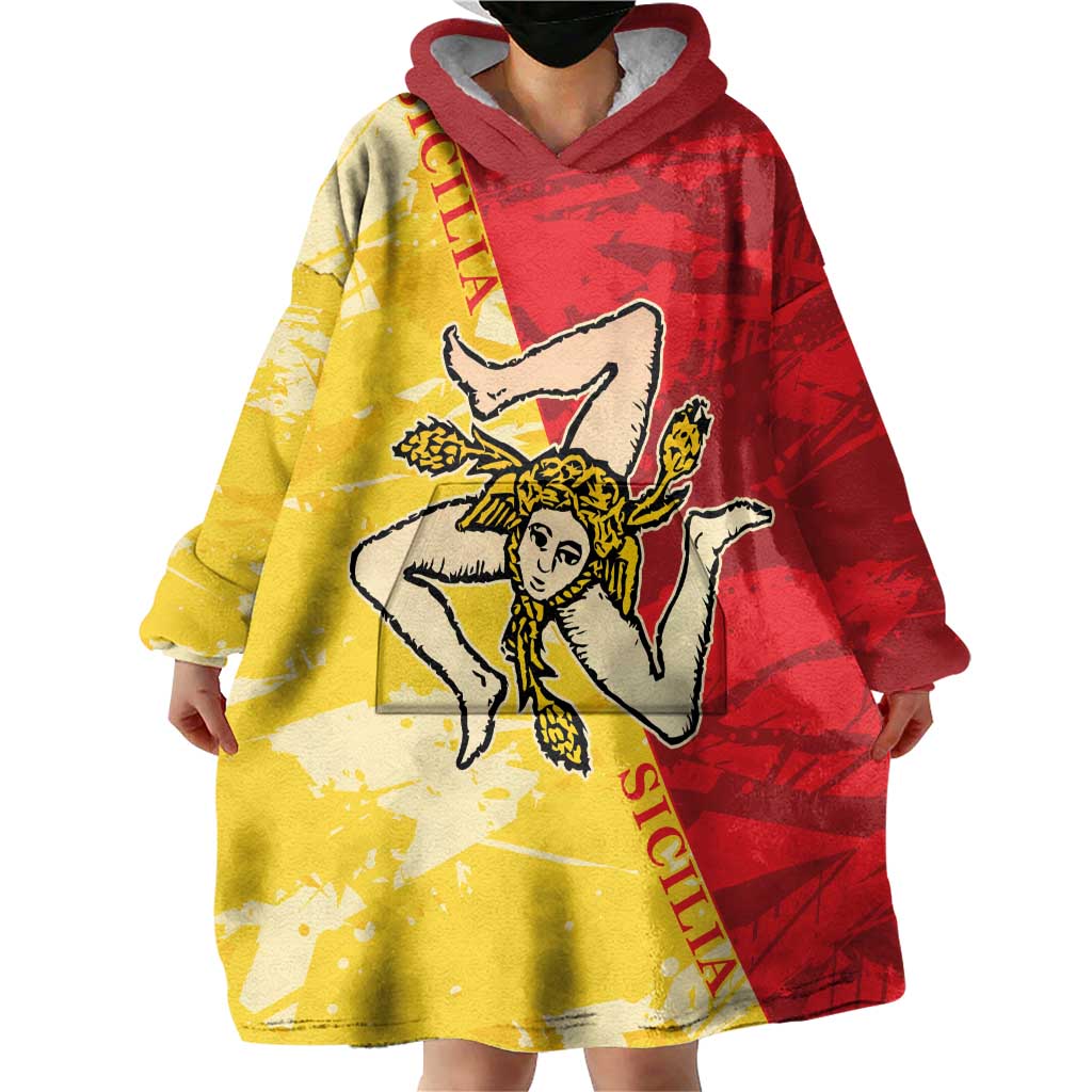 La Bandiera Regione Siciliana Wearable Blanket Hoodie - Wonder Print Shop