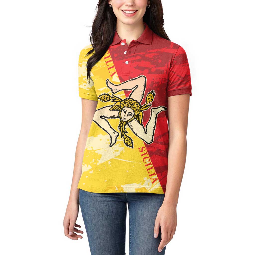 La Bandiera Regione Siciliana Women Polo Shirt - Wonder Print Shop