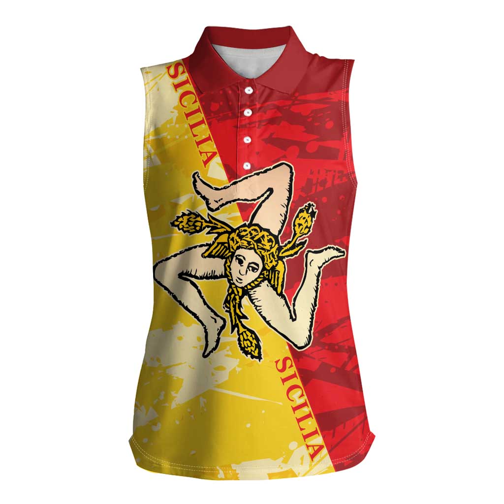 La Bandiera Regione Siciliana Women Sleeveless Polo Shirt - Wonder Print Shop