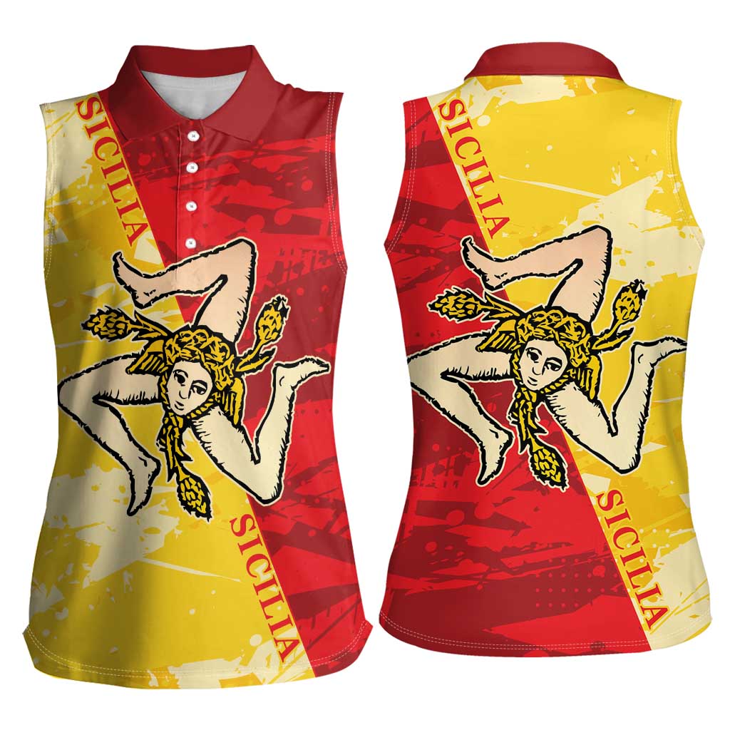 La Bandiera Regione Siciliana Women Sleeveless Polo Shirt - Wonder Print Shop