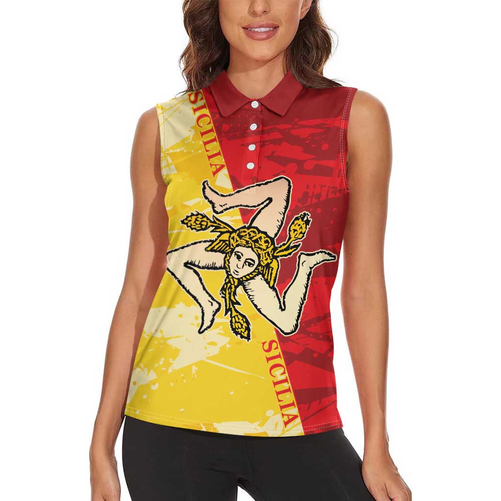 La Bandiera Regione Siciliana Women Sleeveless Polo Shirt - Wonder Print Shop