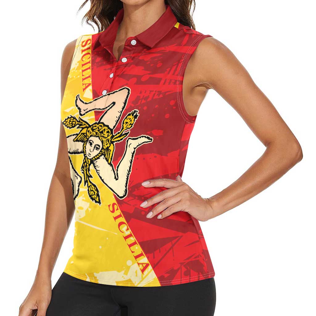 La Bandiera Regione Siciliana Women Sleeveless Polo Shirt - Wonder Print Shop