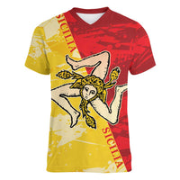 La Bandiera Regione Siciliana Women V-Neck T-Shirt - Wonder Print Shop