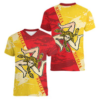 La Bandiera Regione Siciliana Women V-Neck T-Shirt - Wonder Print Shop