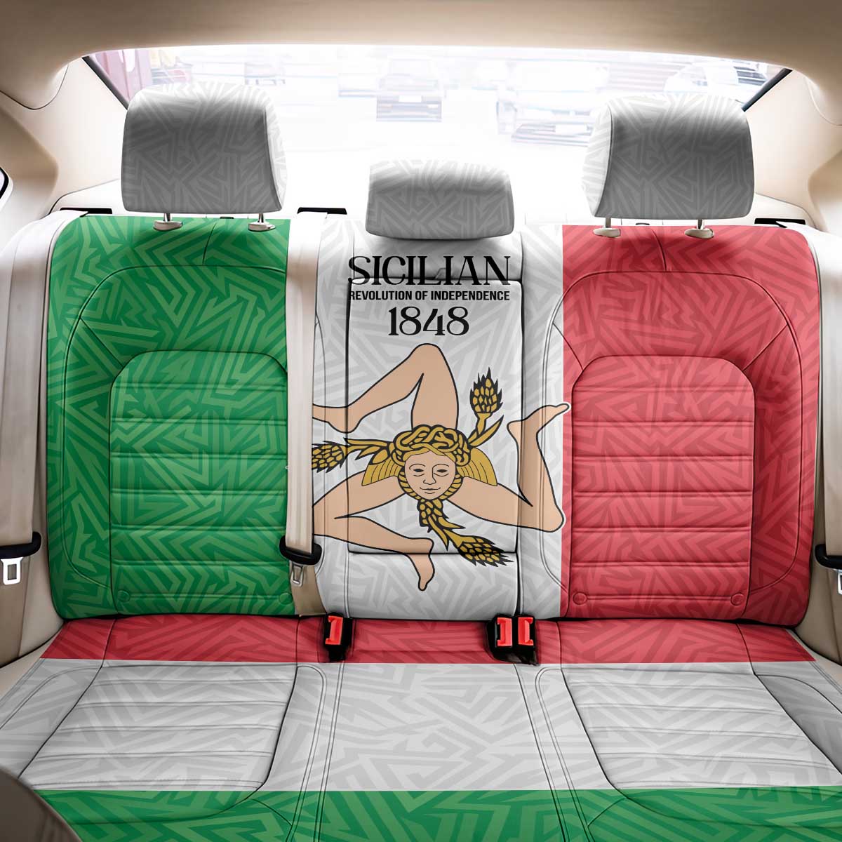Sicilian Revolution of 1848 Back Car Seat Cover Bandiera del Regno di Sicilia 1848-1849 LT9 - Wonder Print Shop