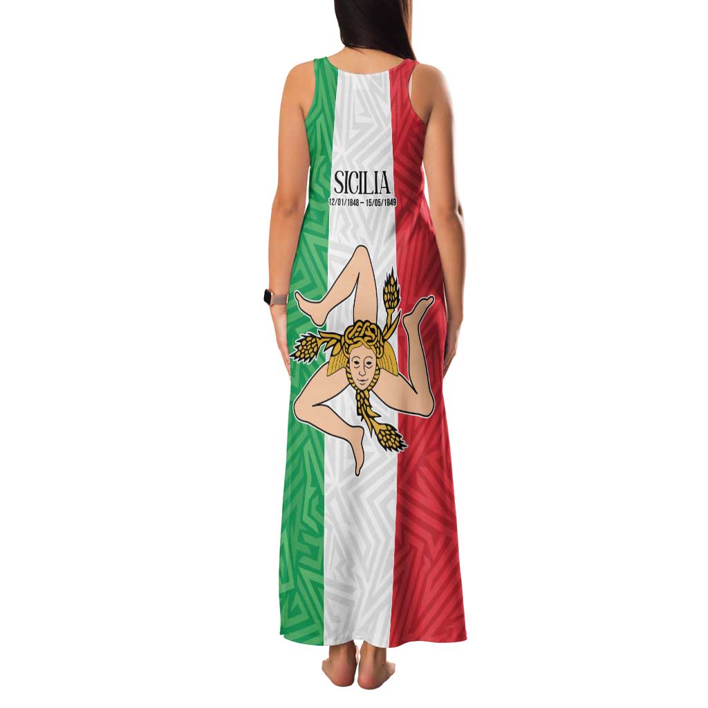 Sicilian Revolution of 1848 Family Matching Tank Maxi Dress and Hawaiian Shirt Bandiera del Regno di Sicilia 1848-1849 - Wonder Print Shop