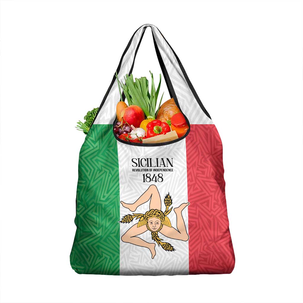 Sicilian Revolution of 1848 Grocery Bag Bandiera del Regno di Sicilia 1848-1849