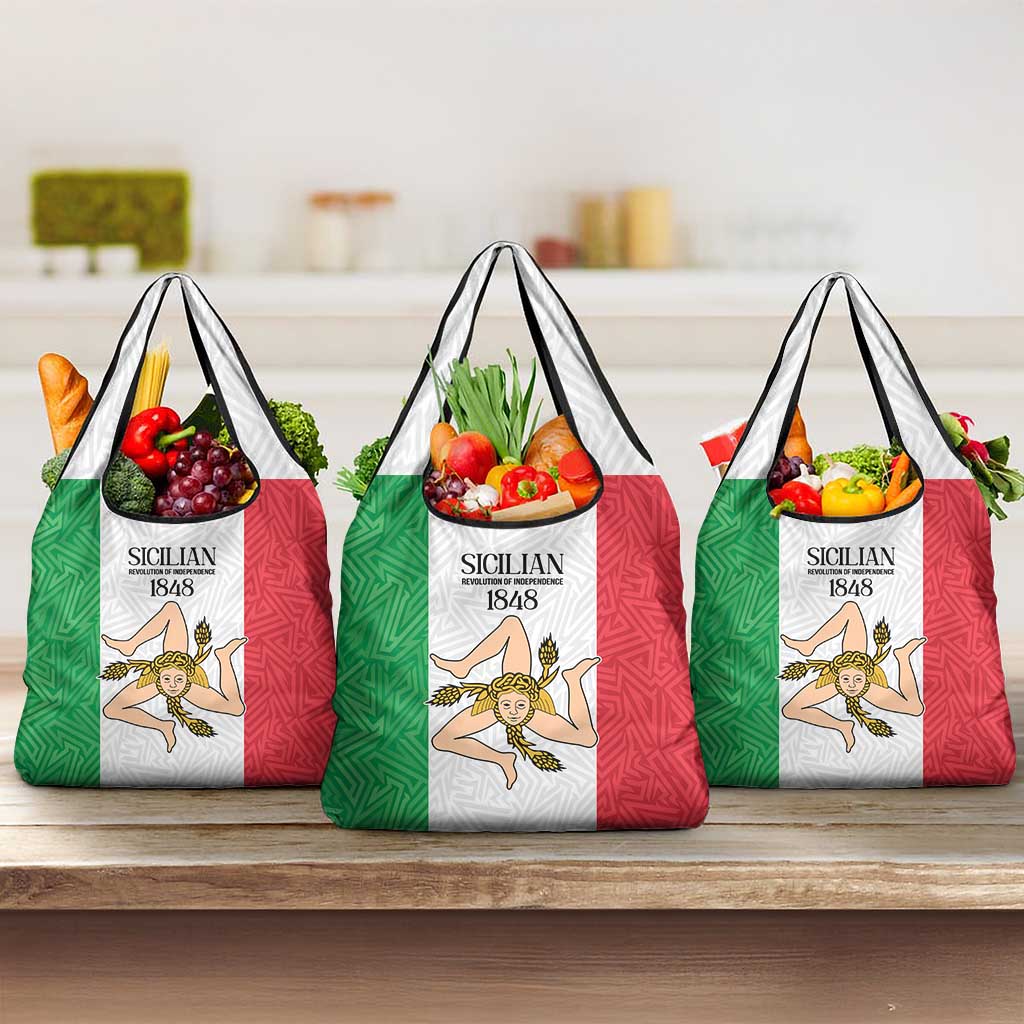 Sicilian Revolution of 1848 Grocery Bag Bandiera del Regno di Sicilia 1848-1849