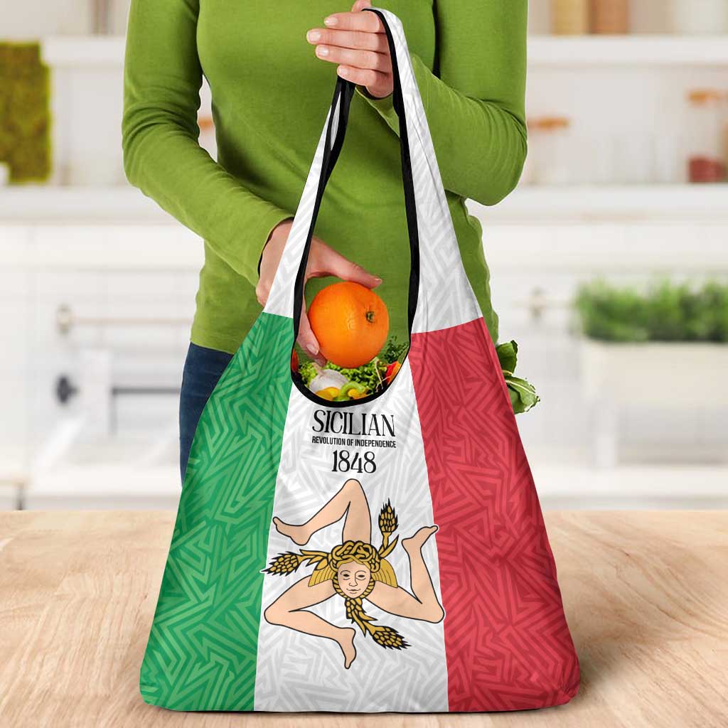 Sicilian Revolution of 1848 Grocery Bag Bandiera del Regno di Sicilia 1848-1849