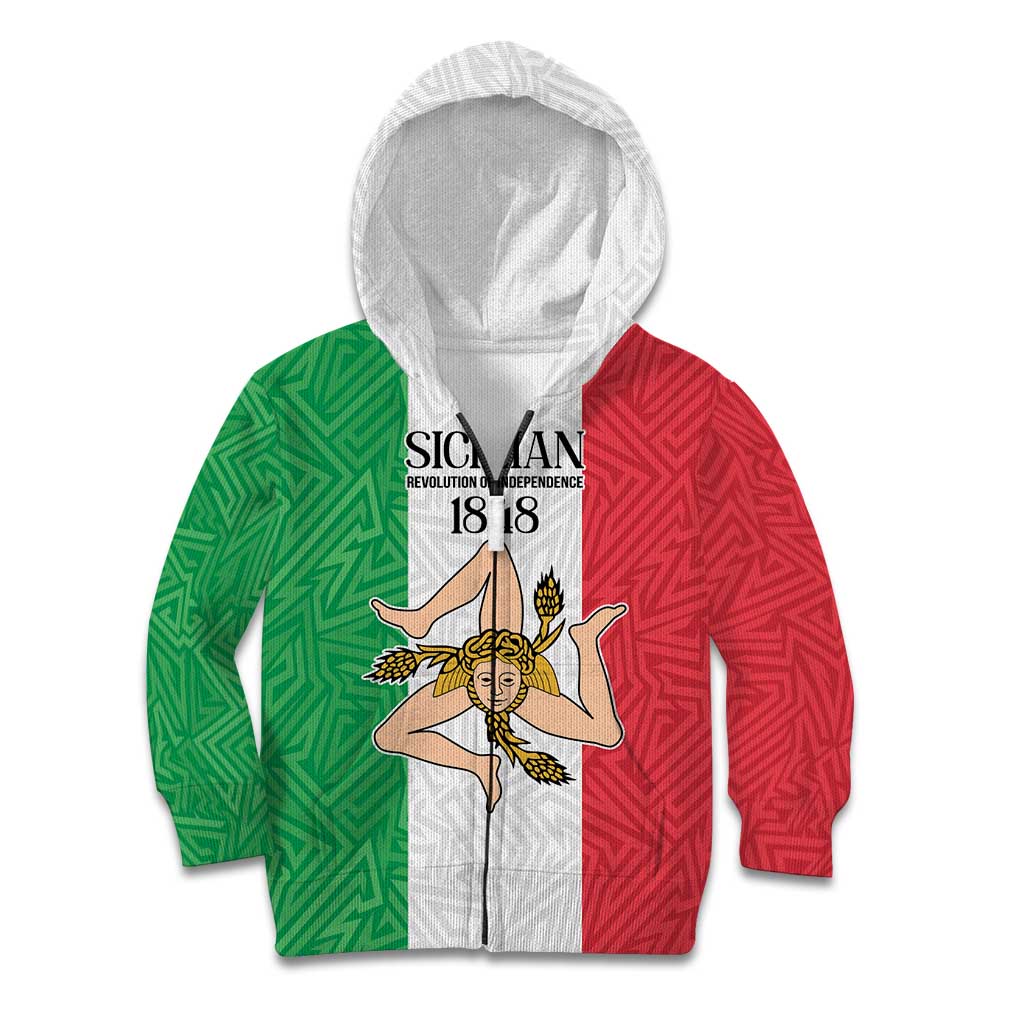 Sicilian Revolution of 1848 Kid Hoodie Bandiera del Regno di Sicilia 1848-1849 - Wonder Print Shop