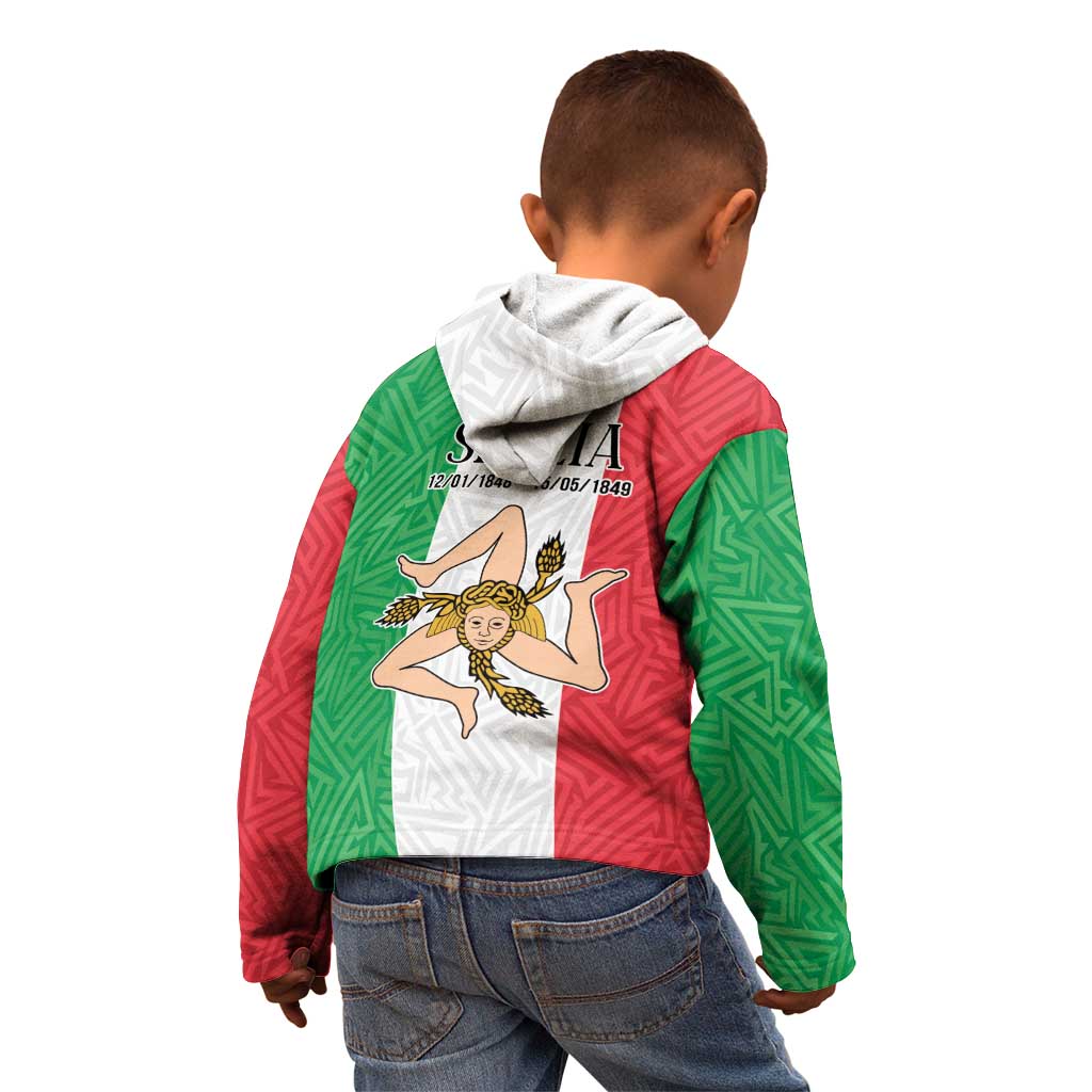Sicilian Revolution of 1848 Kid Hoodie Bandiera del Regno di Sicilia 1848-1849 - Wonder Print Shop
