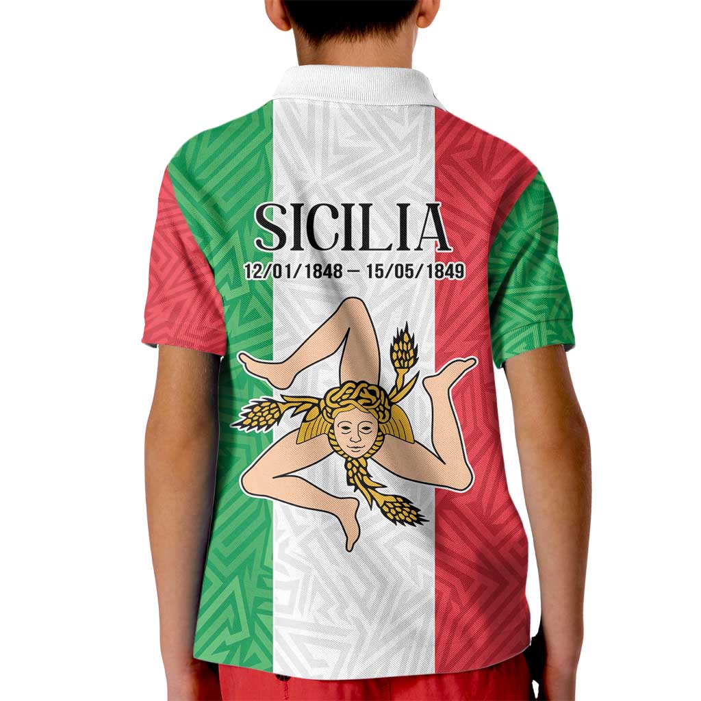 Sicilian Revolution of 1848 Kid Polo Shirt Bandiera del Regno di Sicilia 1848-1849 - Wonder Print Shop