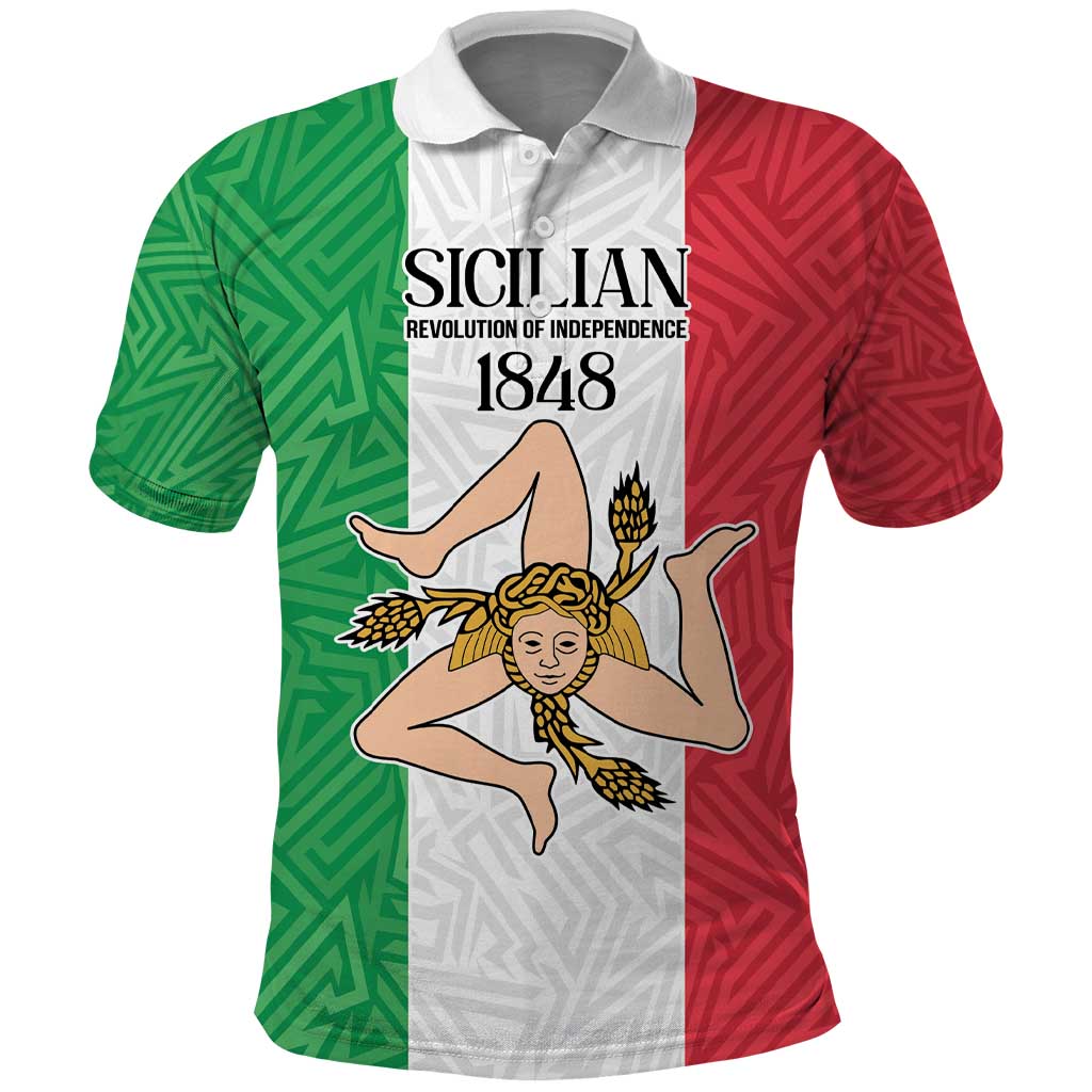 Sicilian Revolution of 1848 Polo Shirt Bandiera del Regno di Sicilia 1848-1849 - Wonder Print Shop