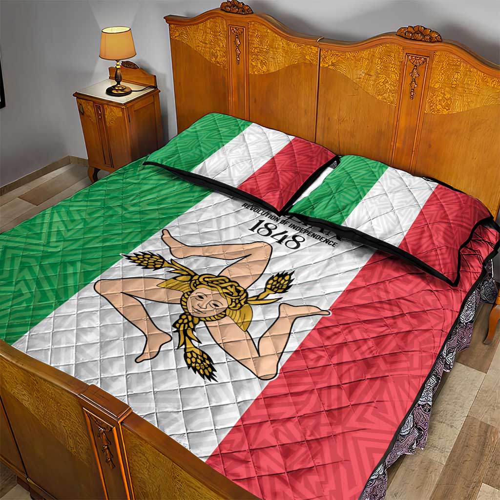 Sicilian Revolution of 1848 Quilt Bed Set Bandiera del Regno di Sicilia 1848-1849 - Wonder Print Shop