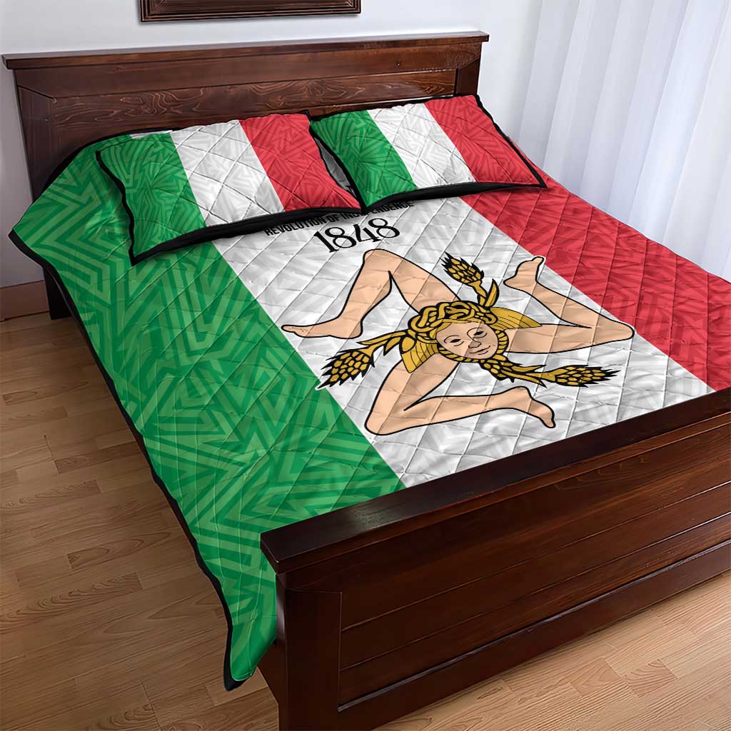 Sicilian Revolution of 1848 Quilt Bed Set Bandiera del Regno di Sicilia 1848-1849 - Wonder Print Shop