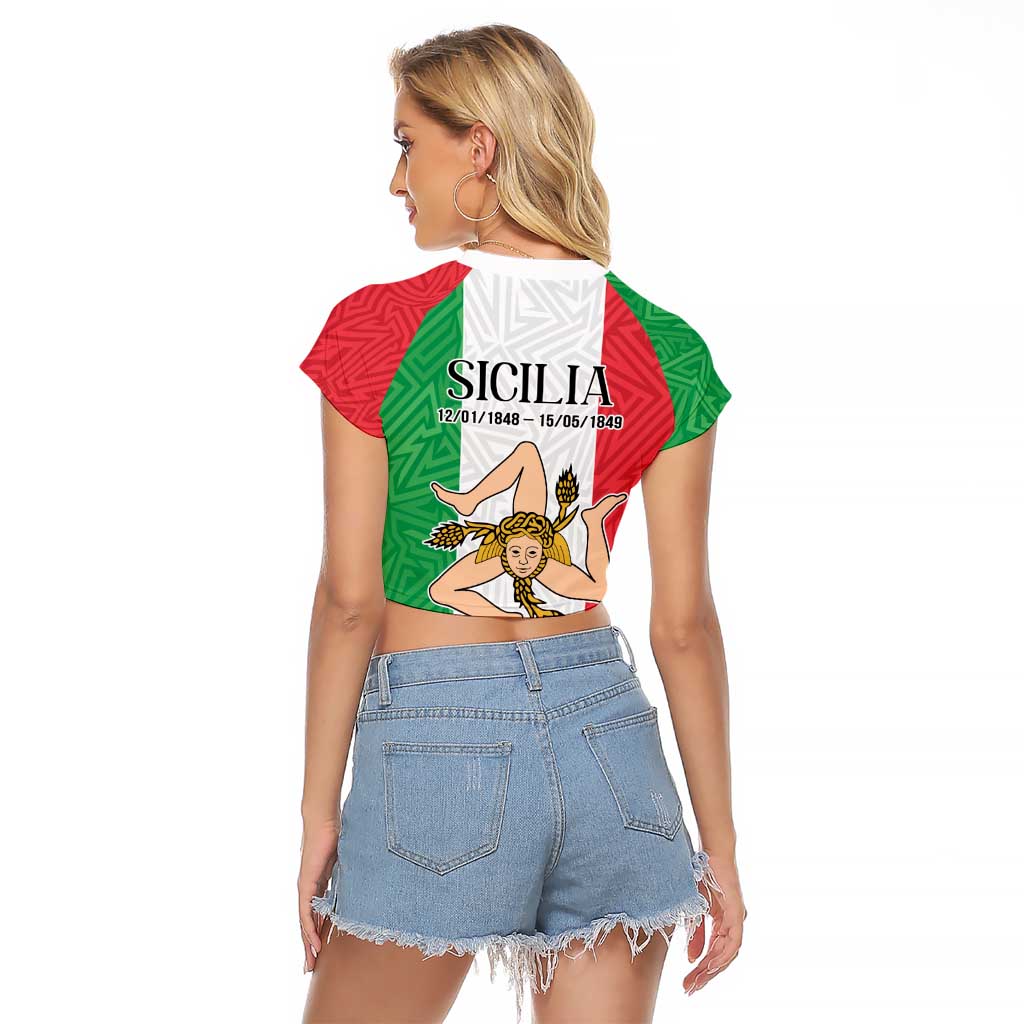 Sicilian Revolution of 1848 Raglan Cropped T Shirt Bandiera del Regno di Sicilia 1848-1849 - Wonder Print Shop