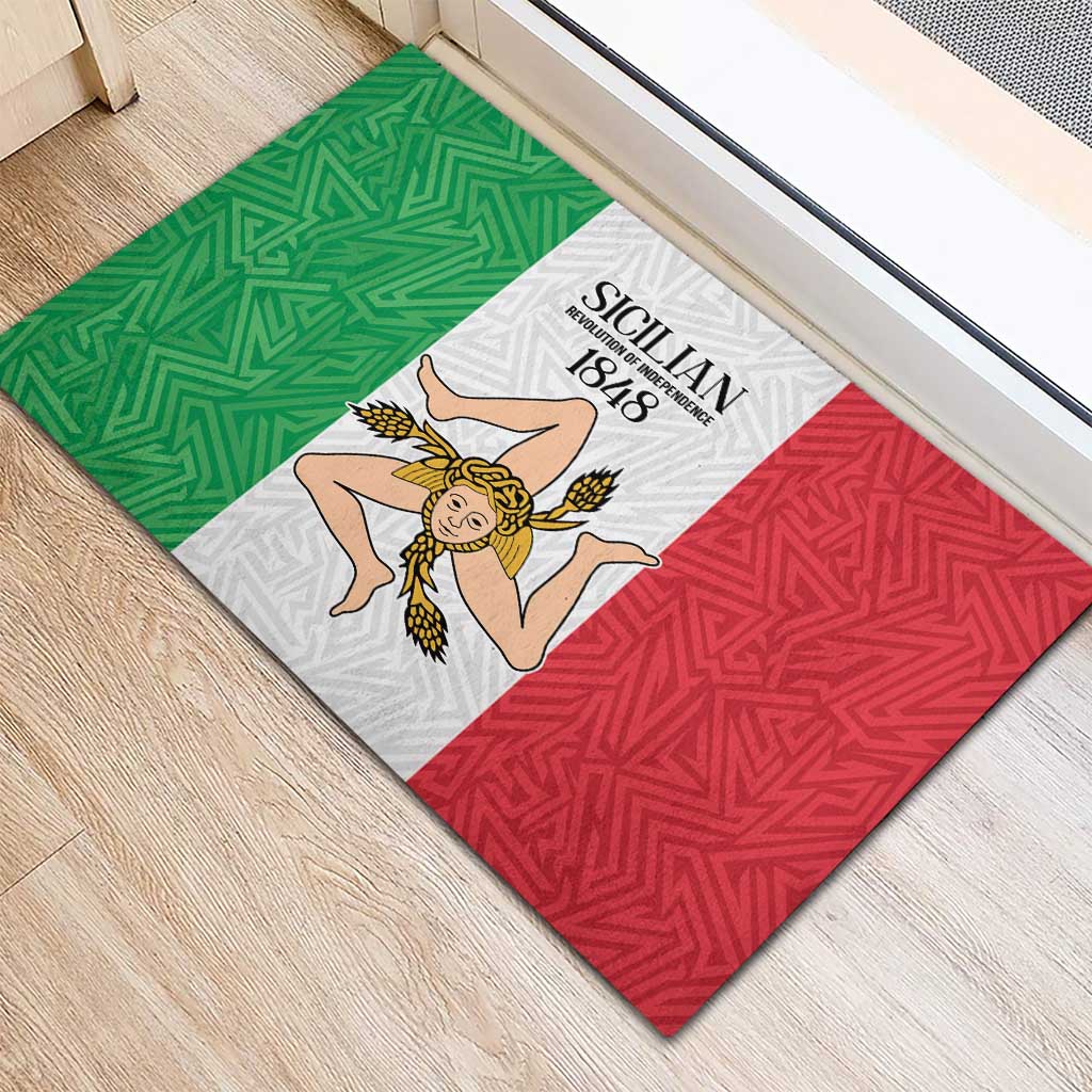 Sicilian Revolution of 1848 Rubber Doormat Bandiera del Regno di Sicilia 1848-1849 - Wonder Print Shop