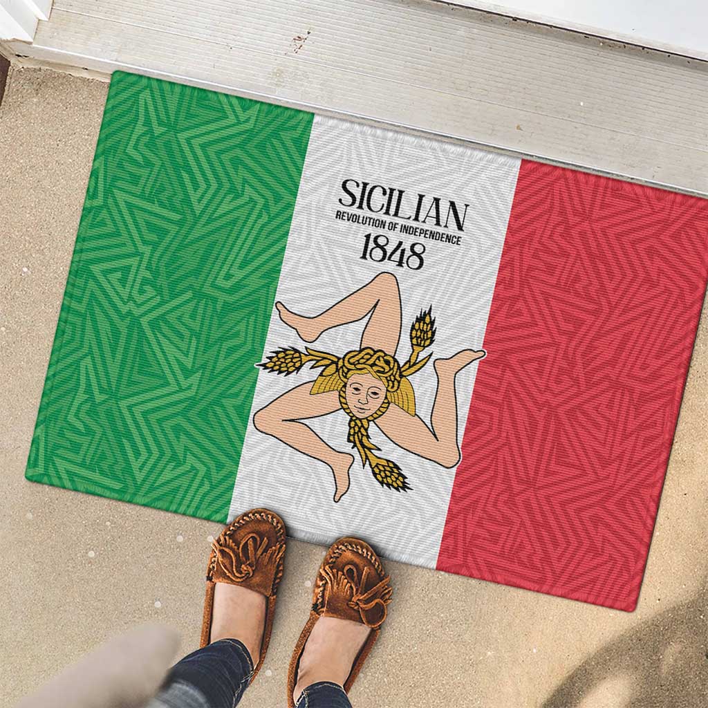 Sicilian Revolution of 1848 Rubber Doormat Bandiera del Regno di Sicilia 1848-1849 - Wonder Print Shop
