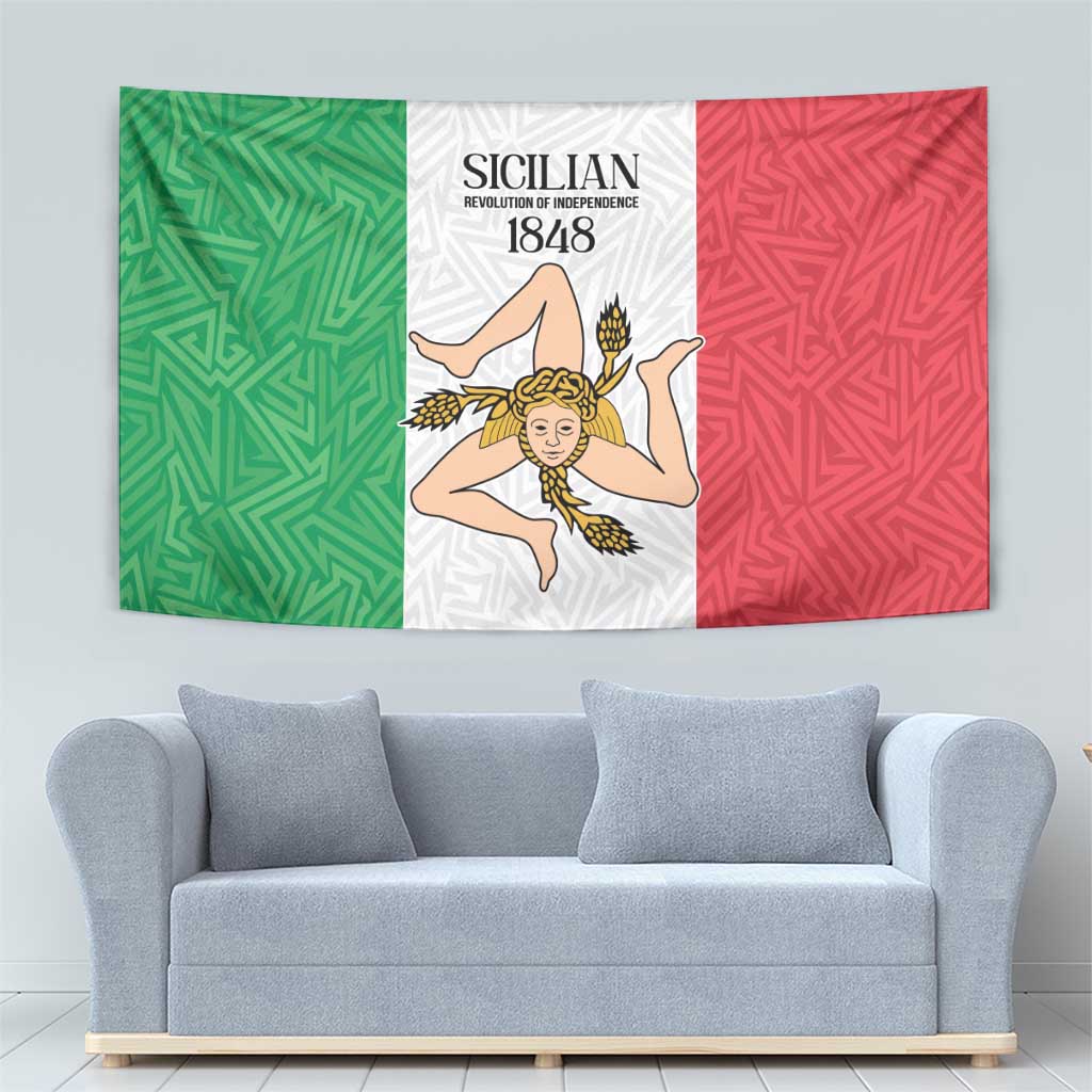 Sicilian Revolution of 1848 Tapestry Bandiera del Regno di Sicilia 1848-1849 - Wonder Print Shop