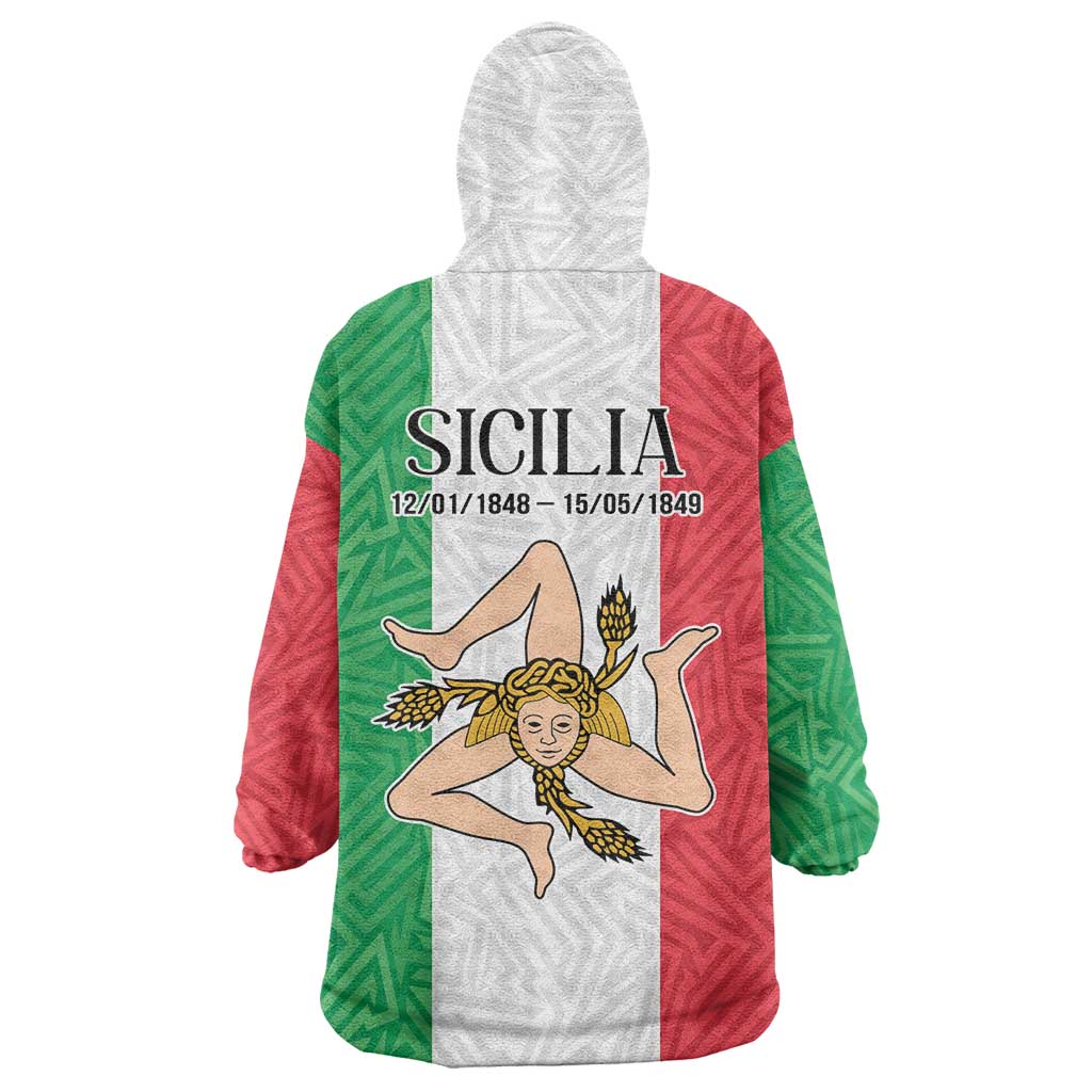 Sicilian Revolution of 1848 Wearable Blanket Hoodie Bandiera del Regno di Sicilia 1848-1849 - Wonder Print Shop