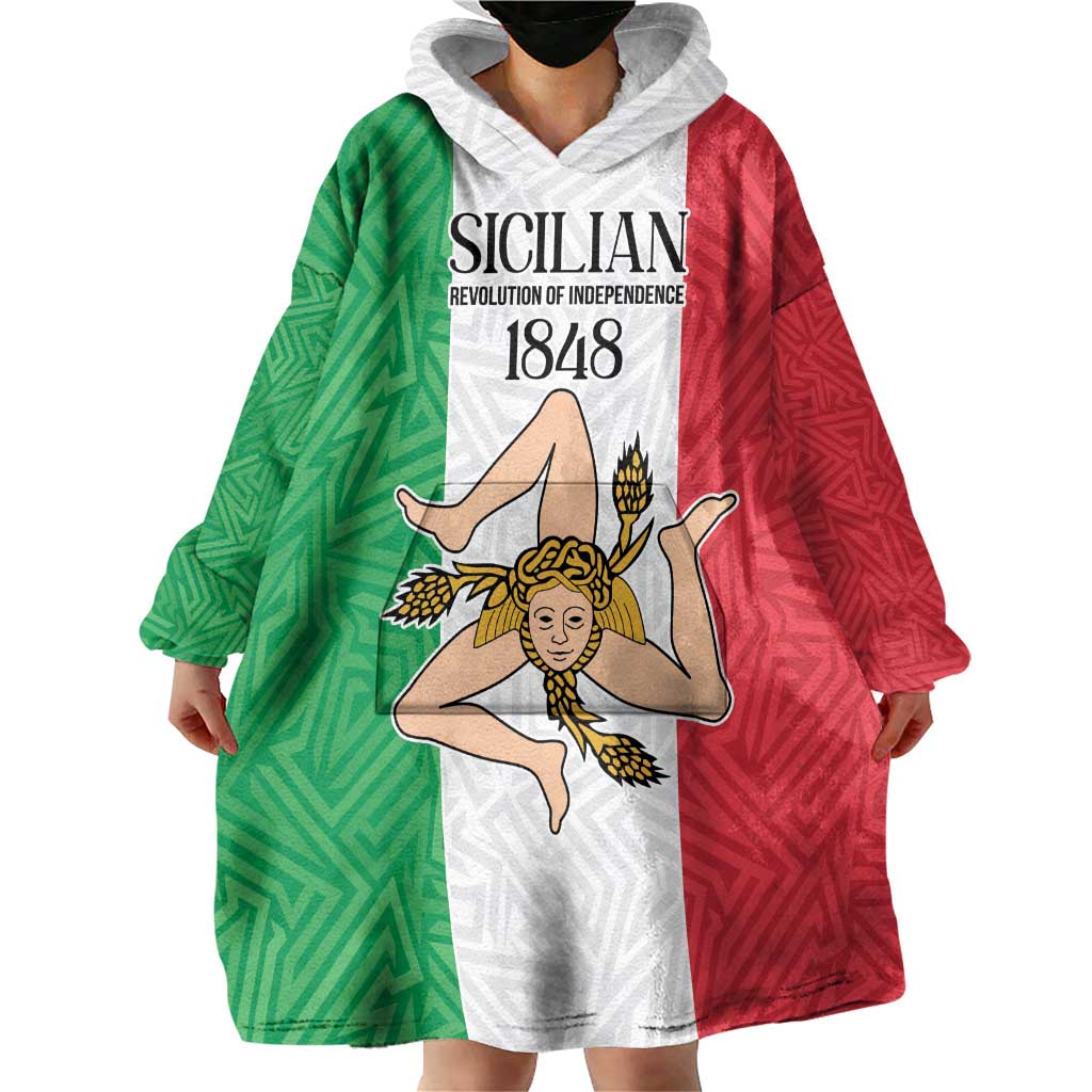 Sicilian Revolution of 1848 Wearable Blanket Hoodie Bandiera del Regno di Sicilia 1848-1849 - Wonder Print Shop