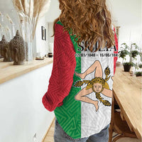 Sicilian Revolution of 1848 Women Casual Shirt Bandiera del Regno di Sicilia 1848-1849 - Wonder Print Shop