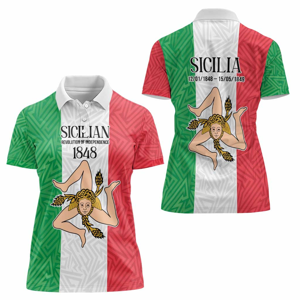 Sicilian Revolution of 1848 Women Polo Shirt Bandiera del Regno di Sicilia 1848-1849 - Wonder Print Shop