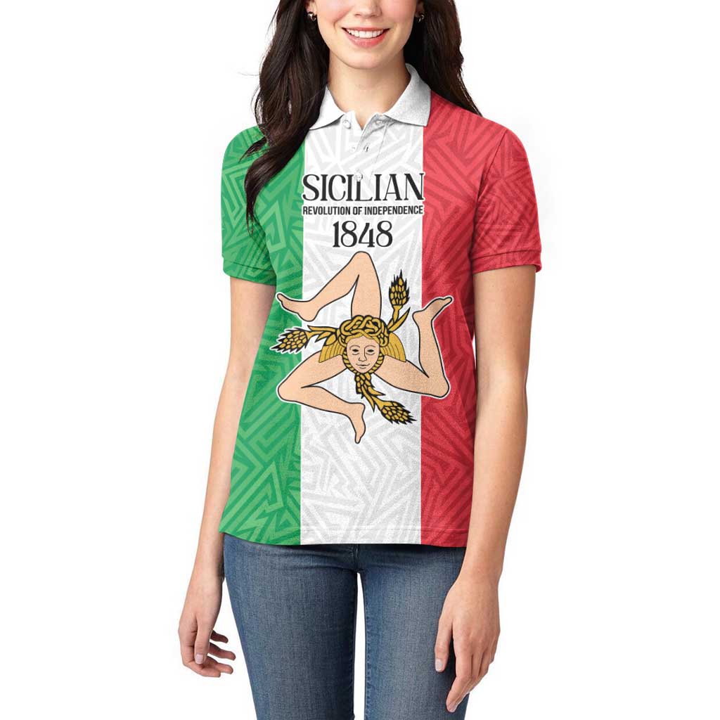 Sicilian Revolution of 1848 Women Polo Shirt Bandiera del Regno di Sicilia 1848-1849 - Wonder Print Shop