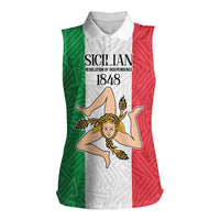Sicilian Revolution of 1848 Women Sleeveless Polo Shirt Bandiera del Regno di Sicilia 1848-1849 - Wonder Print Shop