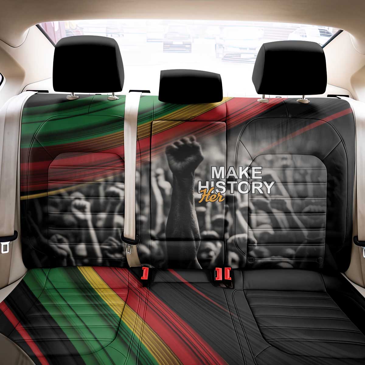 Make His-Herstories Back Car Seat Cover Black Power Hand and Pan-African Flag LT9 - Wonder Print Shop