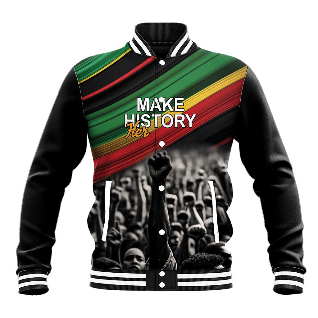 Make His-Herstories Baseball Jacket Black Power Hand and Pan-African Flag LT9 - Wonder Print Shop