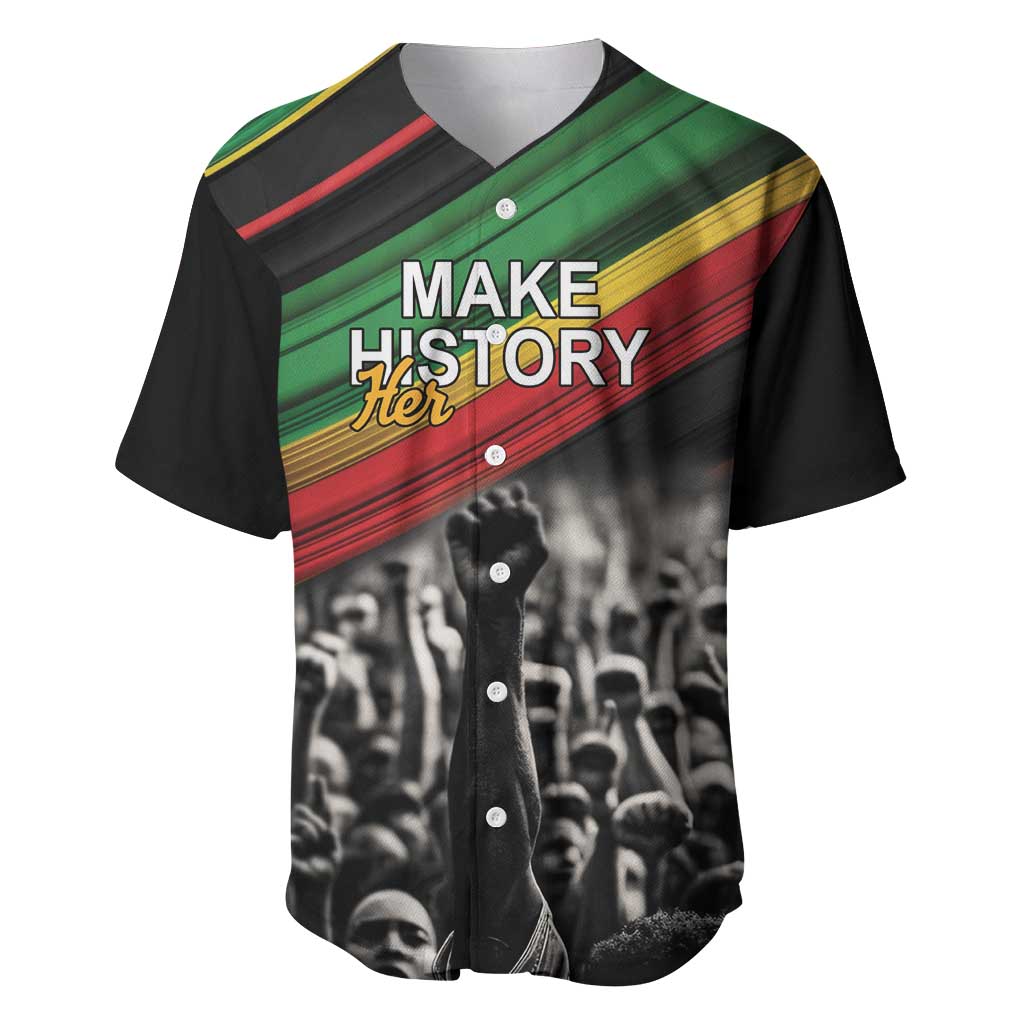 Make His-Herstories Baseball Jersey Black Power Hand and Pan-African Flag LT9 - Wonder Print Shop