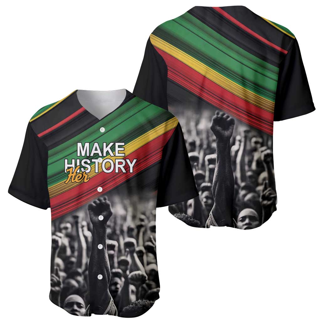 Make His-Herstories Baseball Jersey Black Power Hand and Pan-African Flag LT9 - Wonder Print Shop