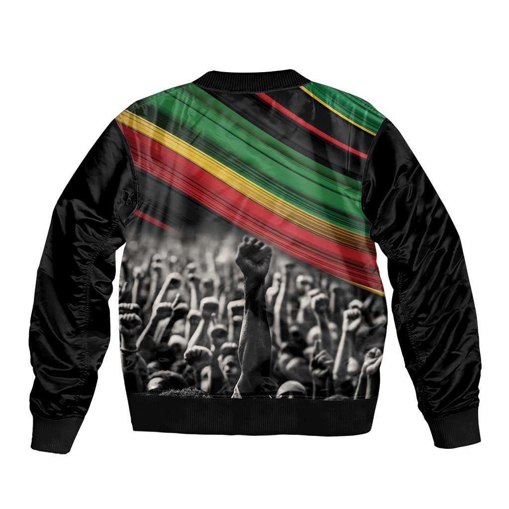 Make His-Herstories Bomber Jacket Black Power Hand and Pan-African Flag LT9 - Wonder Print Shop