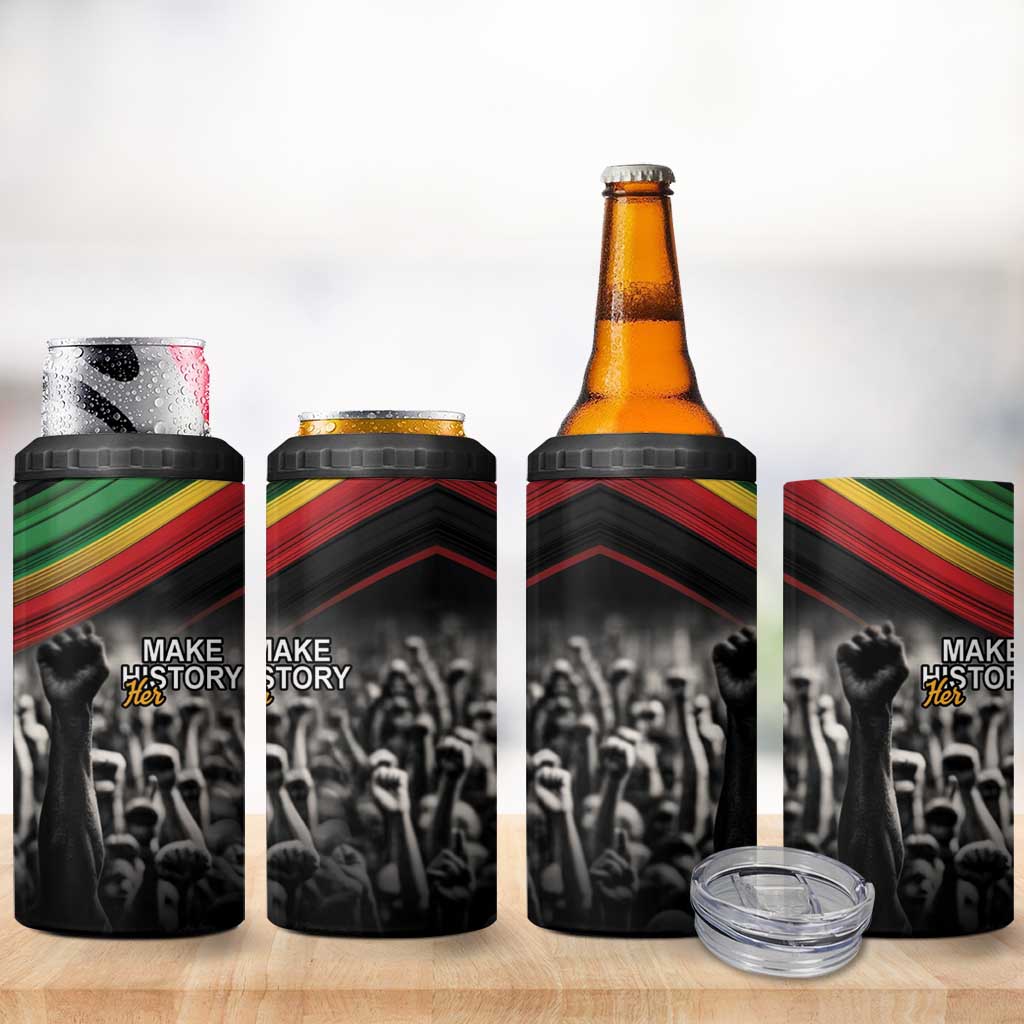 Make His-Herstories 4 in 1 Can Cooler Tumbler Black Power Hand and Pan-African Flag LT9 - Wonder Print Shop