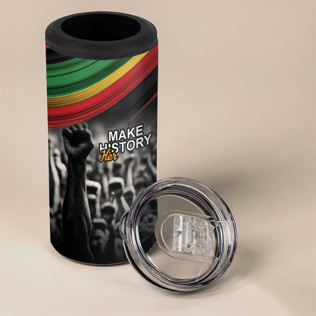 Make His-Herstories 4 in 1 Can Cooler Tumbler Black Power Hand and Pan-African Flag LT9 - Wonder Print Shop