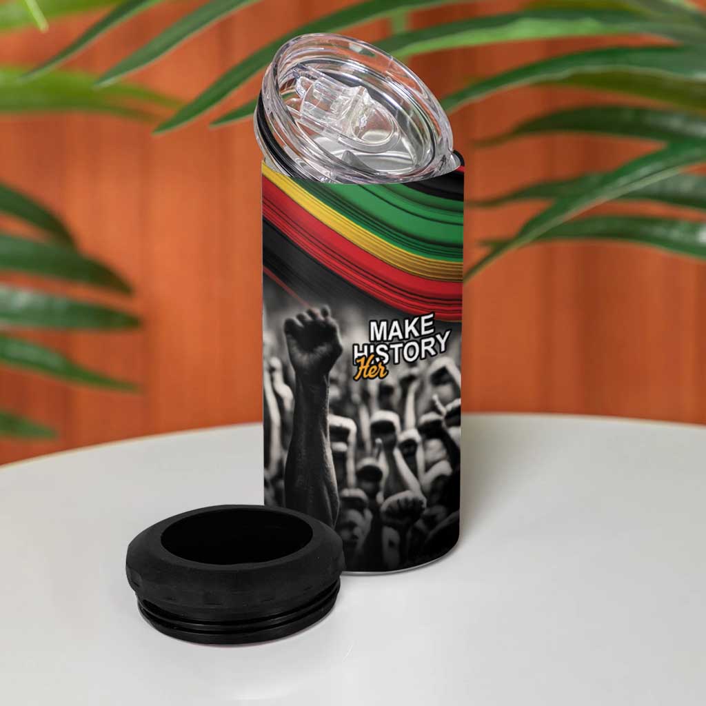Make His-Herstories 4 in 1 Can Cooler Tumbler Black Power Hand and Pan-African Flag LT9 - Wonder Print Shop
