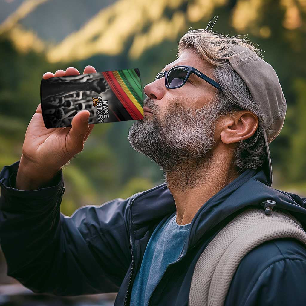 Make His-Herstories 4 in 1 Can Cooler Tumbler Black Power Hand and Pan-African Flag LT9 - Wonder Print Shop