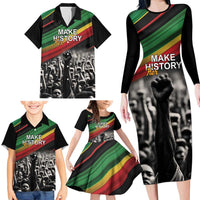Make His-Herstories Family Matching Long Sleeve Bodycon Dress and Hawaiian Shirt Black Power Hand and Pan-African Flag LT9 - Wonder Print Shop