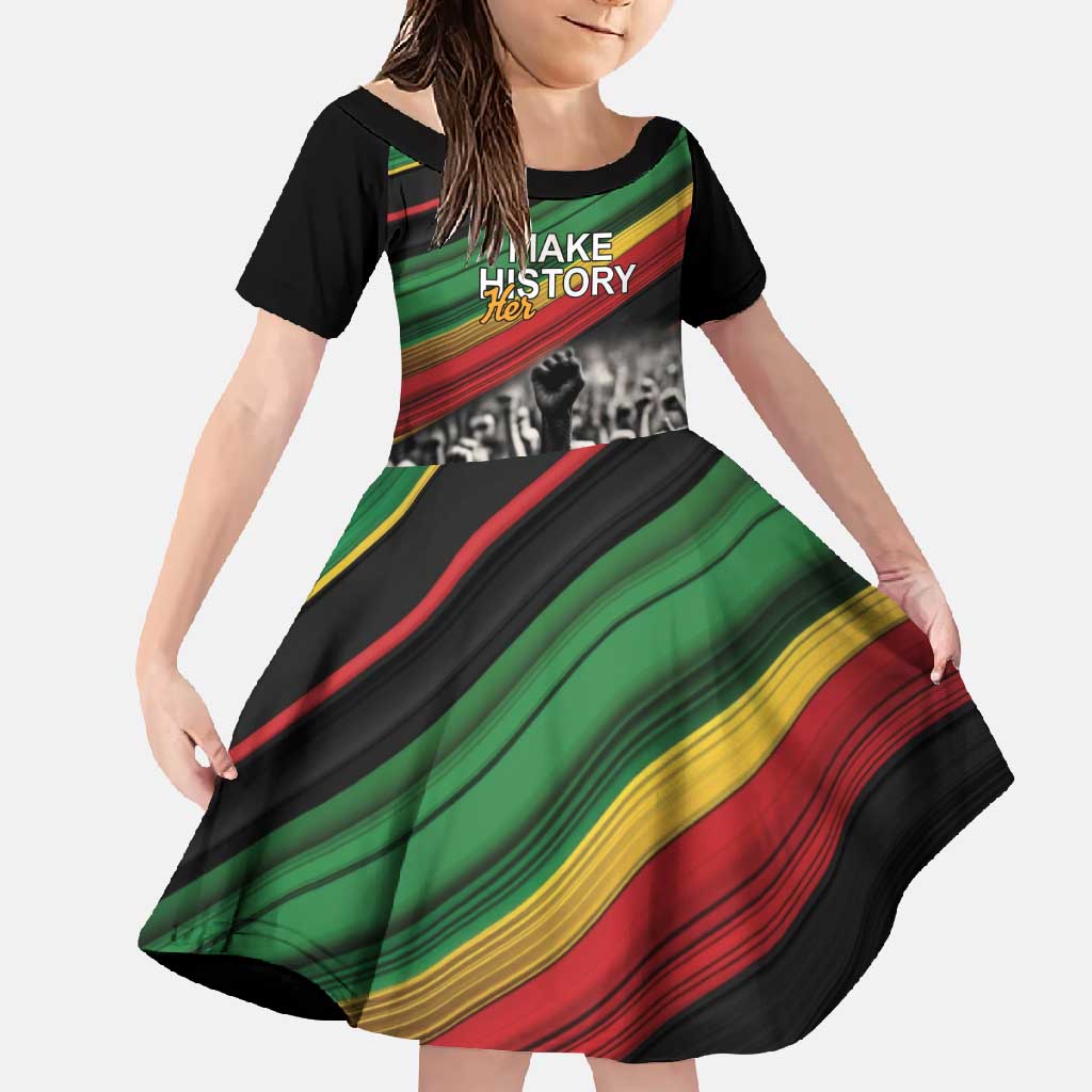 Make His-Herstories Family Matching Mermaid Dress and Hawaiian Shirt Black Power Hand and Pan-African Flag LT9 - Wonder Print Shop