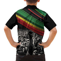 Make His-Herstories Family Matching Off The Shoulder Long Sleeve Dress and Hawaiian Shirt Black Power Hand and Pan-African Flag - Wonder Print Shop