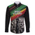 Make His-Herstories Family Matching Off The Shoulder Long Sleeve Dress and Hawaiian Shirt Black Power Hand and Pan-African Flag - Wonder Print Shop